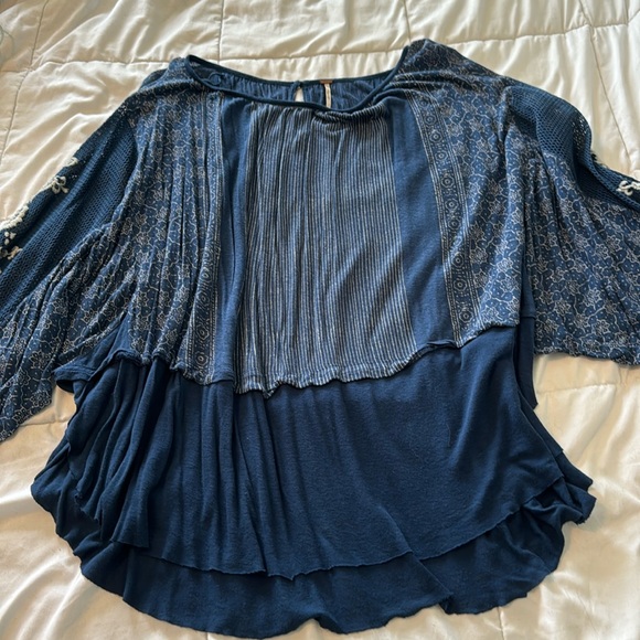 Free People Tops - FREE PEOPLE embroidered mixed media top